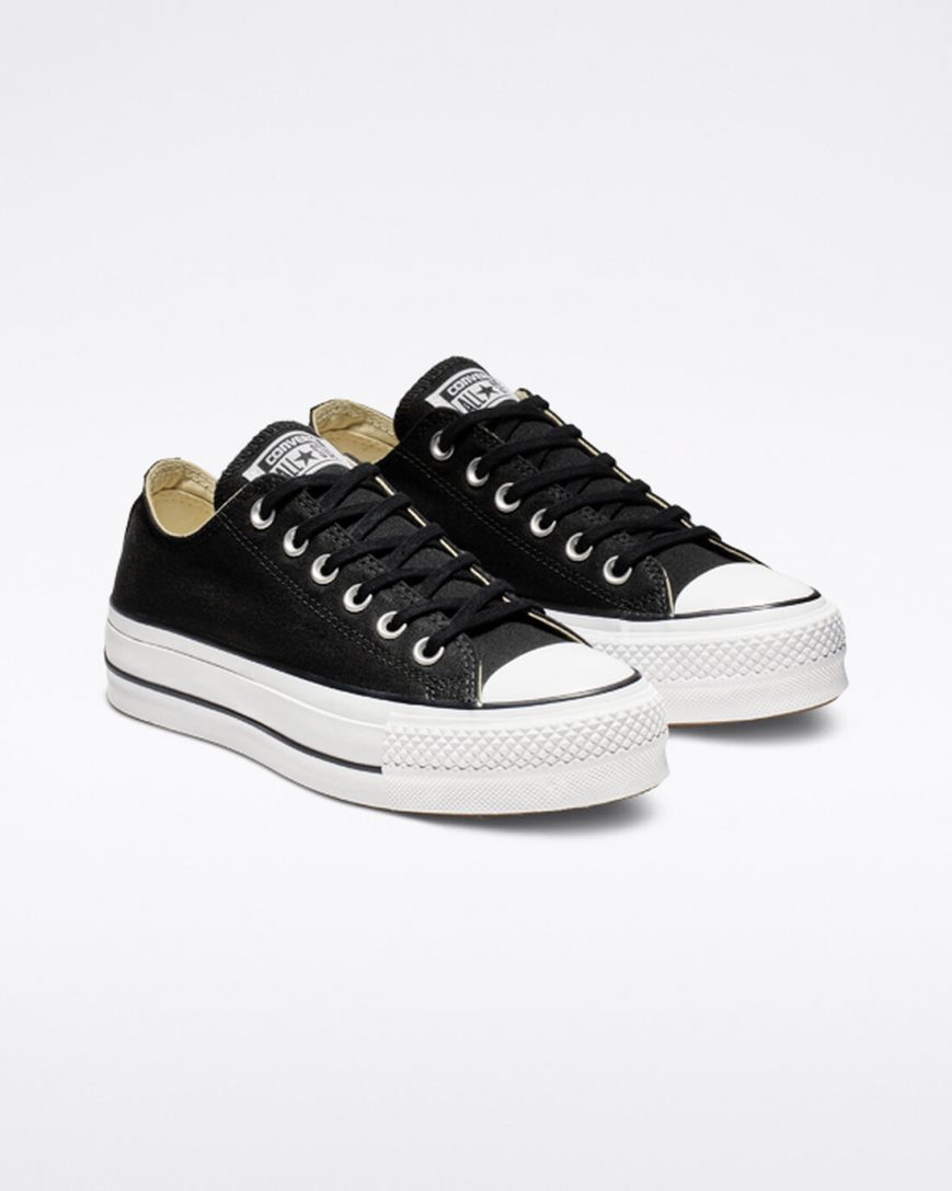 Pantofi Platforma Dama Converse Chuck Taylor All Star Lift Panza Low Top Negrii Albi | RO ANKPR637